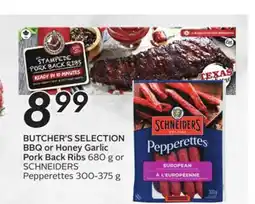 Sobeys BUTCHER'S SELECTION BBQ or Honey Garlic Pork Back Ribs offer