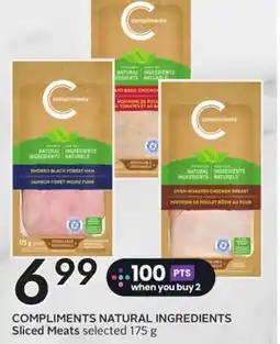 Sobeys NATURAL INGREDIENTS Sliced Meats offer