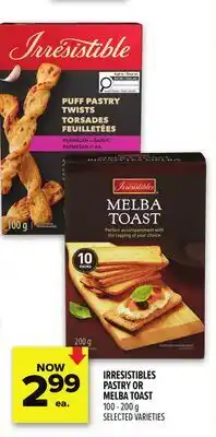 Metro IRRESISTIBLES PASTRY OR MELBA TOAST offer