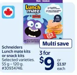 Walmart Schneiders Lunch mate kits or snack kits offer