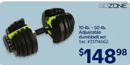 Walmart 10-lb. - 50-lb. Adjustable dumbbell set offer