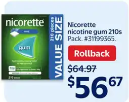 Walmart Nicorette nicotine gum 210s offer