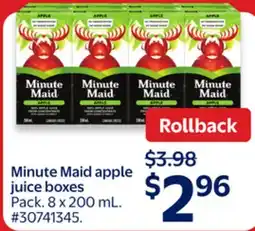 Walmart Minute Maid apple juice boxes offer