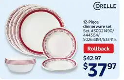 Walmart 12-Piece dinnerware set offer