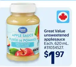 Walmart Great Value unsweetened applesauce offer
