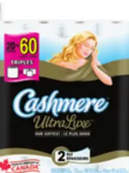 Walmart Cashmere bathroom tissue 30 = 62, 253 sheets per roll or UltraLuxe 20 = 60, 198 sheets per roll offer