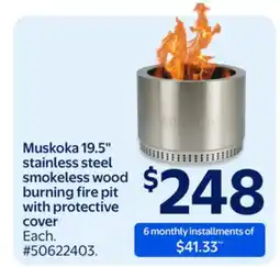 Walmart Muskoka 19.5 stainless steel smokeless wood burning fire pit with protective cover offer