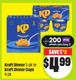 FreshCo Kraft Dinner 5 pk or Kraft Dinner Cups 4 pk offer