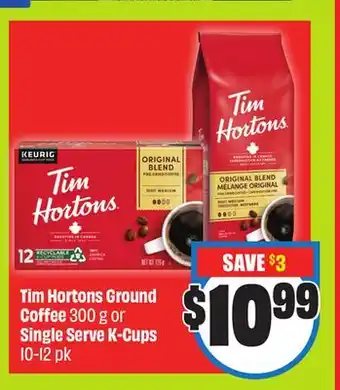 FreshCo Tim Hortons Ground Coffee 300 g or Single Serve K-Cups offer