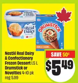 FreshCo Nestlé Real Dairy & Confectionery Frozen Dessert 1.5 L Drumstick or Novelties offer