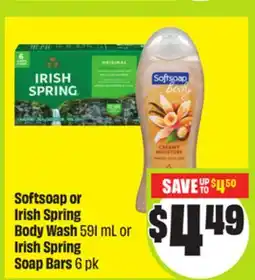 FreshCo Softsoap or Irish Spring Body Wash 591 mL or Irish Spring Soap Bars offer