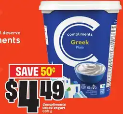 FreshCo Compliments Greek Yogurt offer