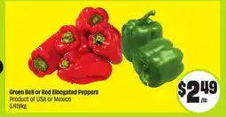 FreshCo Green Bell or Red Elongated Peppers Product of USA or Mexico 5.49/kg offer