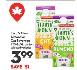 Longo's Earth's Own Almond or Oat Beverage offer