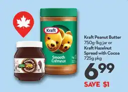 Longo's Kraft Peanut Butter 750g-1kg jar or Kraft Hazelnut Spread with Cocoa 725g pkg offer