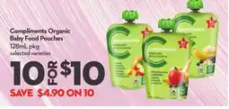 Longo's Compliments Organic Baby Food Pouches offer