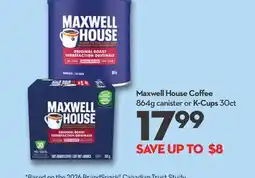Longo's Maxwell House Coffee 864g canister or K-Cups 30ct offer