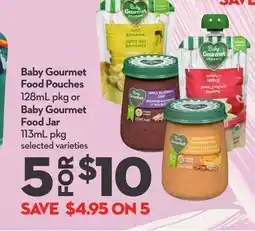Longo's Baby Gourmet Food Pouches 128mL pkg or Baby Gourmet Food Jar 113mL pkg offer