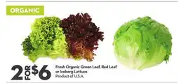 Longo's Fresh Organic Green Leaf, Red Leaf or Iceberg Lettuce offer
