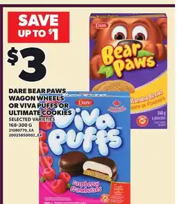 Loblaws DARE BEAR PAWS, WAGON WHEELS OR VIVA PUFFS OR ULTIMATE COOKIES offer