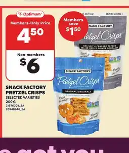Loblaws SNACK FACTORY PRETZEL CRISPS offer