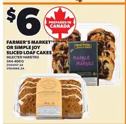 Loblaws FARMER'S MARKET OR SIMPLE JOY SLICED LOAF CAKES offer