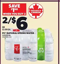 Loblaws PC NATURAL SPRING WATER offer