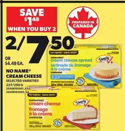 Loblaws NO NAME CREAM CHEESE offer