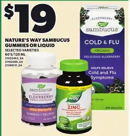 Loblaws NATURE'S WAY SAMBUCUS GUMMIES OR LIQUID, 60'S/120 ML offer