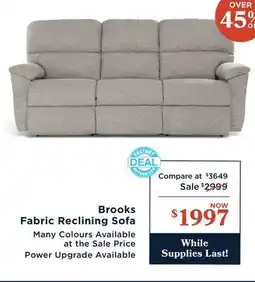 La Z Boy Brooks Fabric Reclining Sofa offer