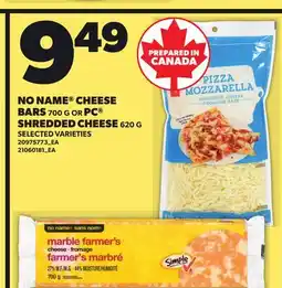 Independent Grocer NO NAME CHEESE BARS, 700 G OR PC SHREDDED CHEESE, 620 G offer