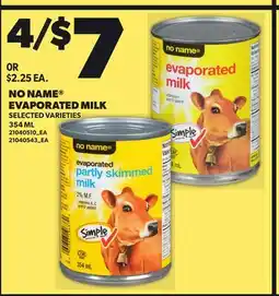 Independent Grocer NO NAME EVAPORATED MILK offer