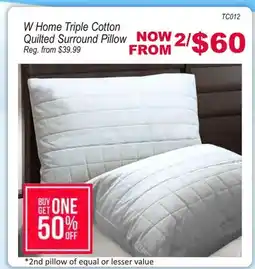 Oxford Mills W Home Triple Cotton Quilted Surround Pillow offer