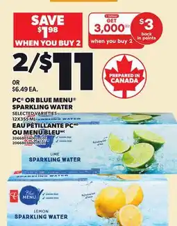 Independent Grocer PC OR BLUE MENU SPARKLING WATER offer