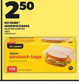 Independent Grocer NO NAME SANDWICH BAGS, 100'S offer