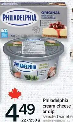 Fortinos PHILADELPHIA CREAM CHEESE OR DIP, 227/250 G offer