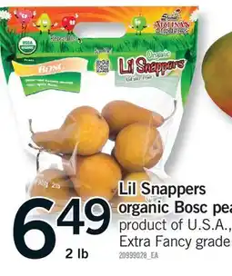 Fortinos LIL SNAPPERS ORGANIC BOSC PEARS, 2 LB offer