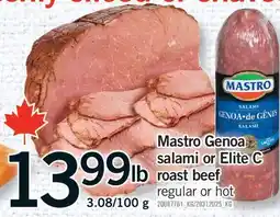 Fortinos MASTRO GENOA SALAMI OR ELITE C ROAST BEEF offer