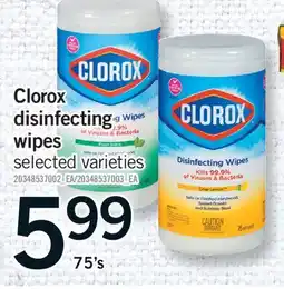 Fortinos CLOROX DISINFECTING WIPES, 75's offer