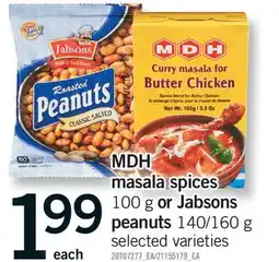 Fortinos MDH MASALA SPICES 100 G OR JABSONS PEANUTS 140/160 G offer