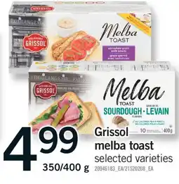 Fortinos GRISSOL MELBA TOAST, 350/400 g offer