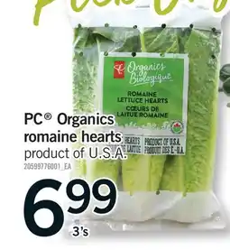 Fortinos PC ORGANICS ROMAINE HEARTS, 3's offer