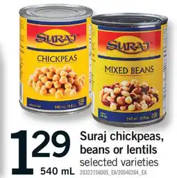 Fortinos SURAJ CHICKPEAS, BEANS OR LENTILS offer