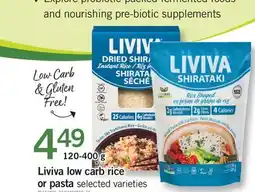 Fortinos LIVIVA LOW CARB RICE OR PASTA offer