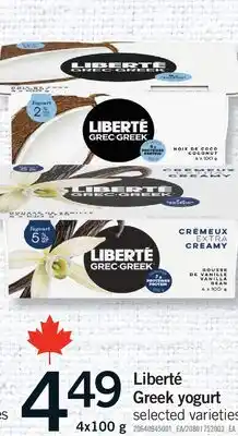 Fortinos LIBERTÉ GREEK YOGURT offer