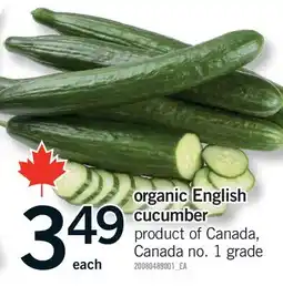 Fortinos ORGANIC ENGLISH CUCUMBER offer