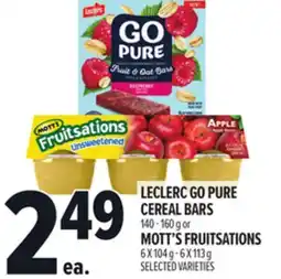 Metro LECLERC GO PURE CEREAL BARS offer