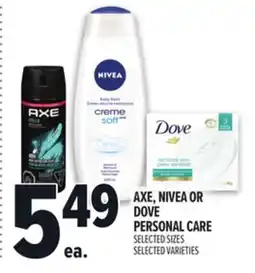 Metro AXE, NIVEA OR DOVE PERSONAL CARE offer