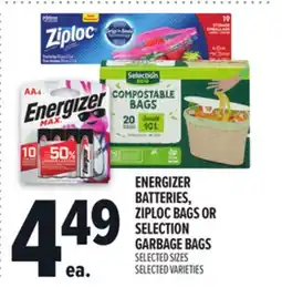 Metro ENERGIZER BATTERIES, ZIPLOC BAGS OR SELECTION GARBAGE BAGS offer