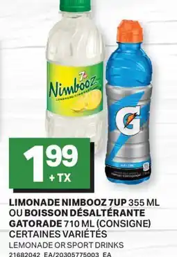 L'Intermarché LIMONADE NIMBOOZ, 355 ML OU BOISSON DÉSALTÉRANTE | LEMONADE OR SPORT DRINKS offer